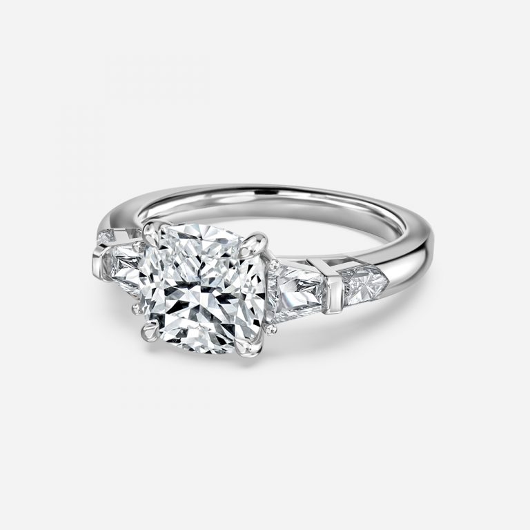 Cushion Three Stone Engagement Ring