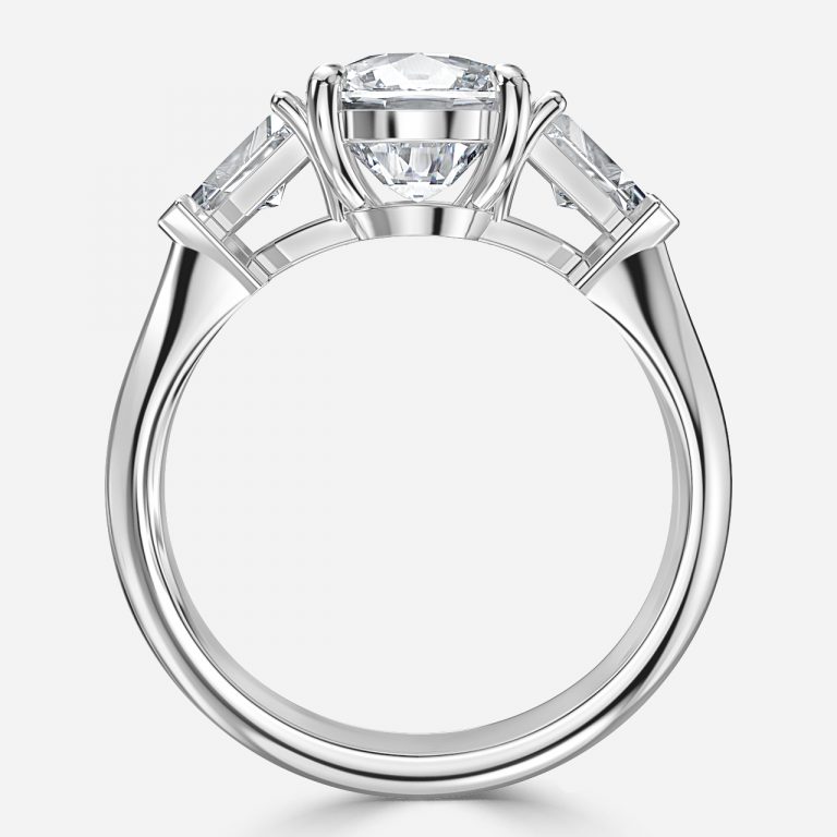 Cushion Three Stone Engagement Ring