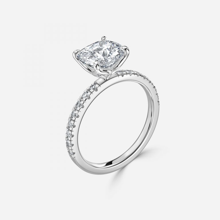 Cushion Diamond Band Engagement Ring