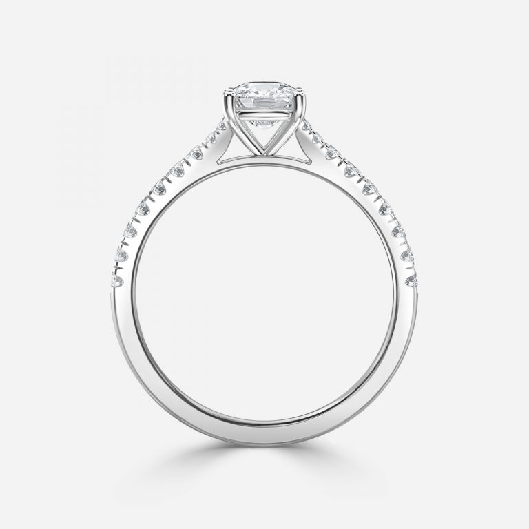 Cushion Diamond Band Engagement Ring