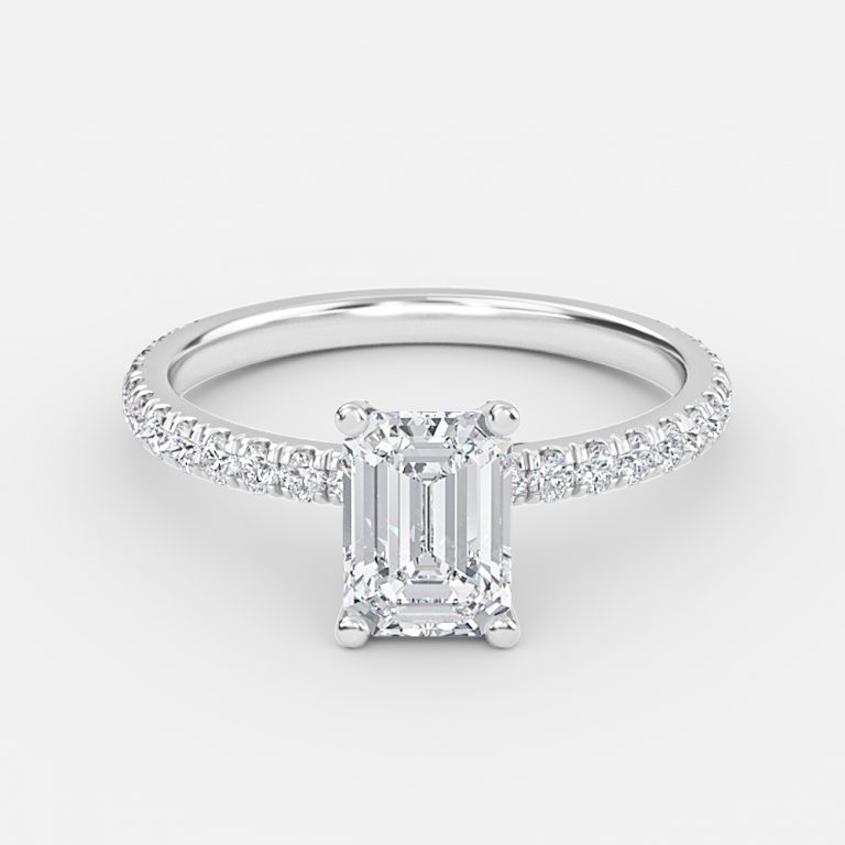 Emerald Diamond Band Engagement Ring