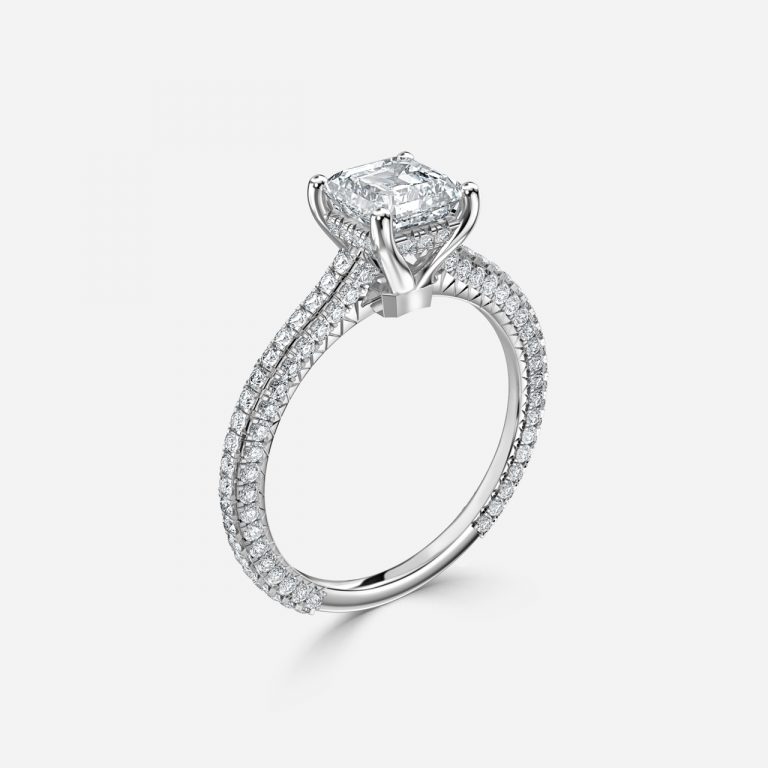 Asscher Hidden Halo Engagement Ring