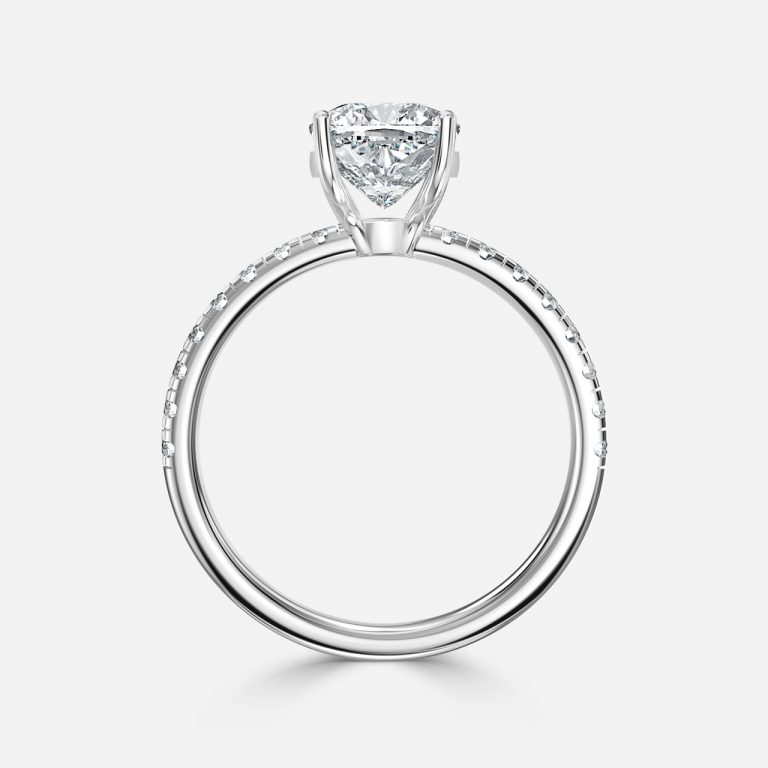 Cushion Diamond Band Engagement Ring