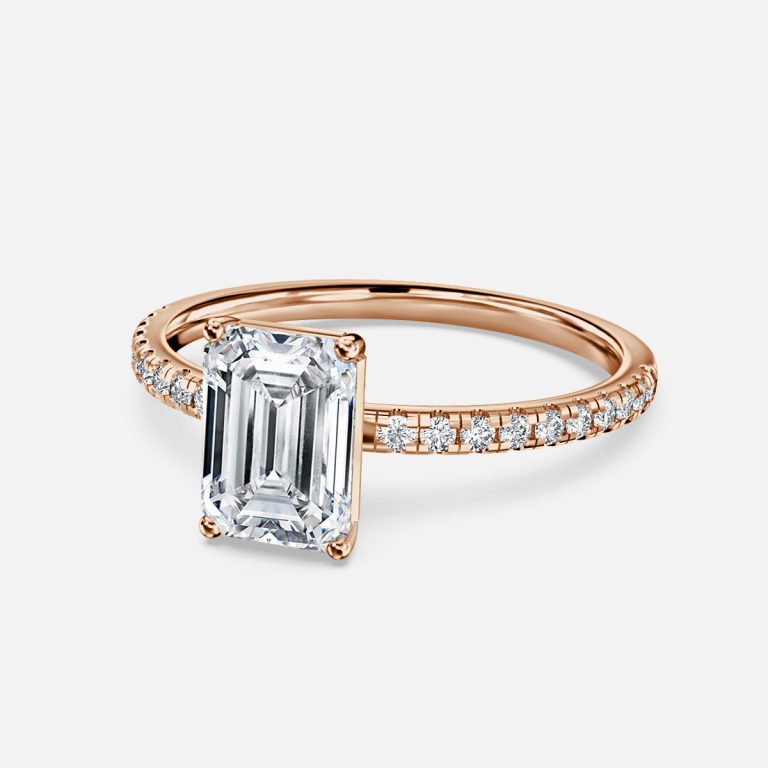 Emerald Diamond Band Engagement Ring