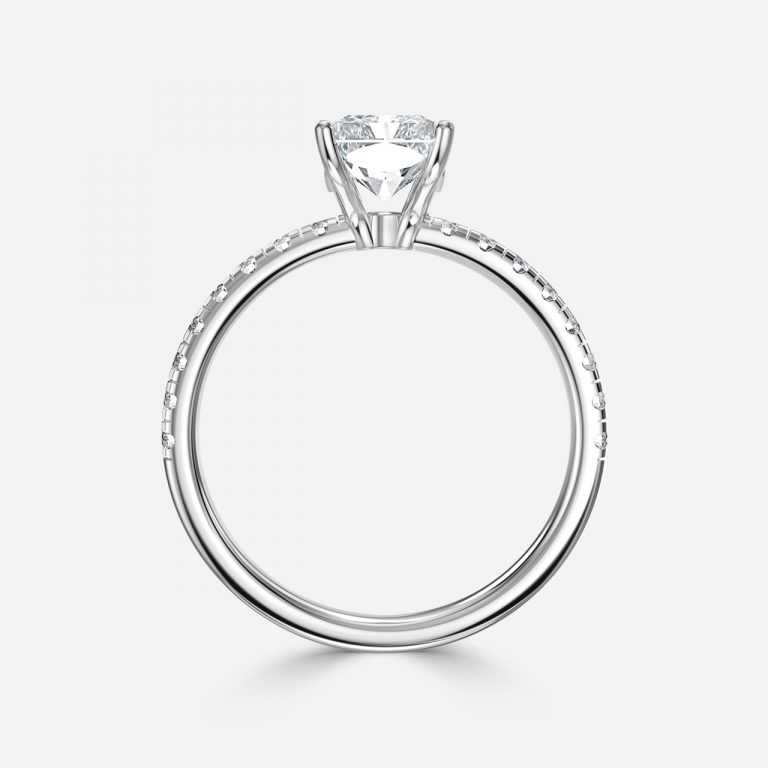 Emerald Diamond Band Engagement Ring