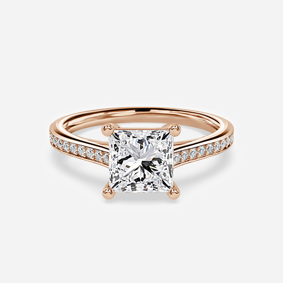 Princess Diamond Band Engagement Ring