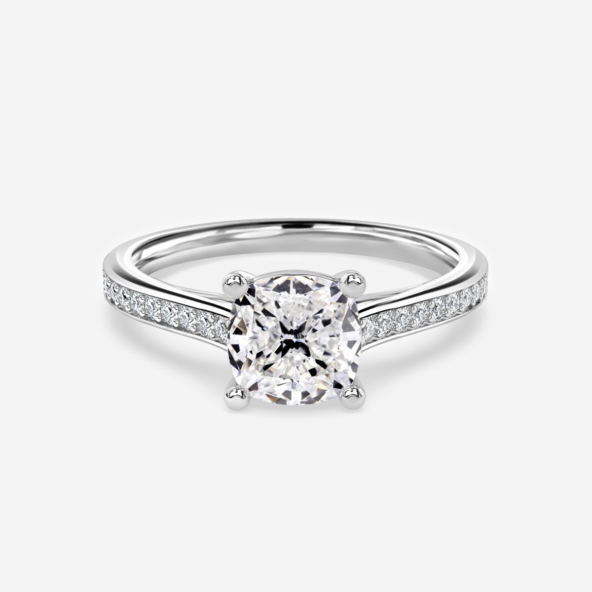 Cushion Diamond Band Engagement Ring
