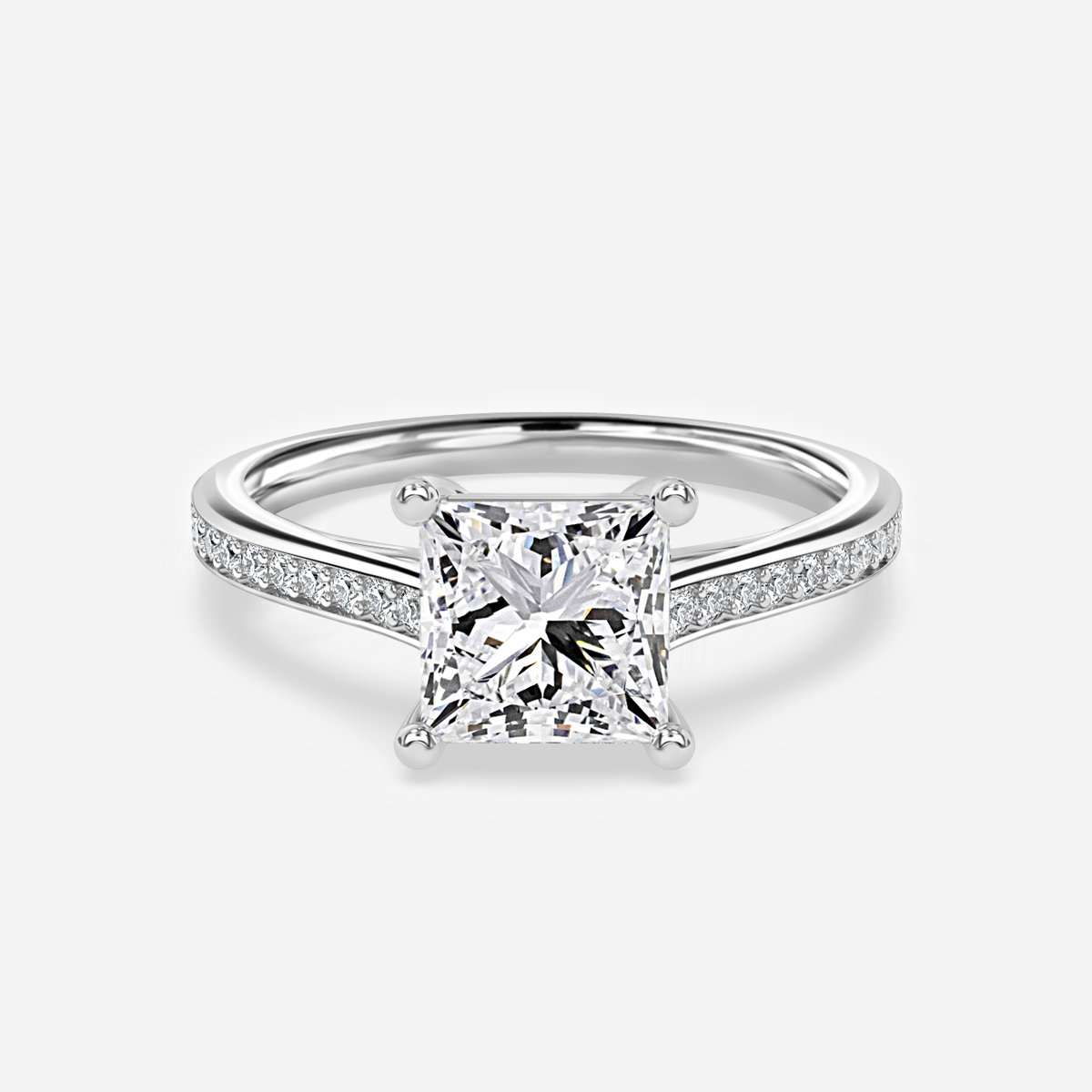 Princess Diamond Band Engagement Ring