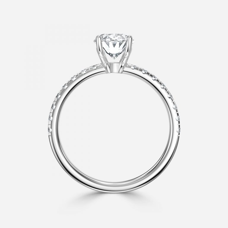 Oval Diamond Band Engagement Ring