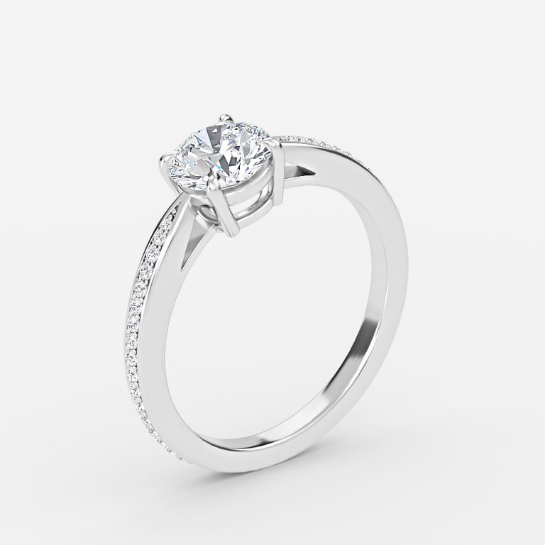 Round Diamond Band Engagement Ring