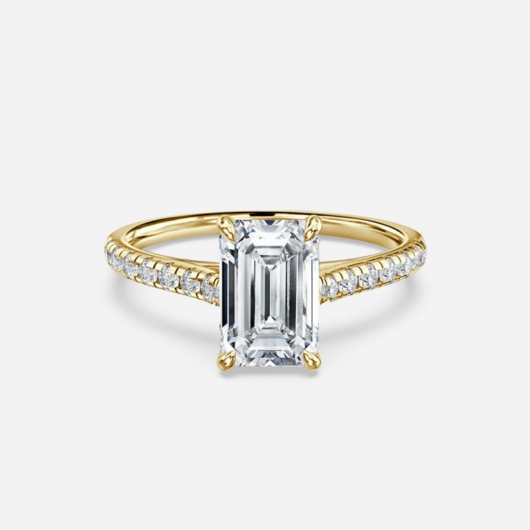 Emerald Diamond Band Engagement Ring