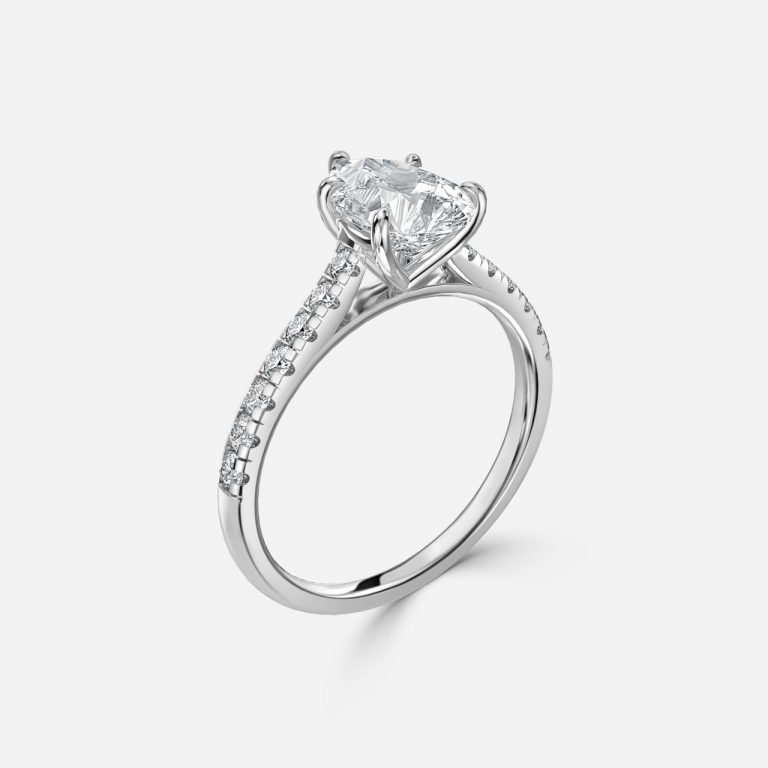 Pear Diamond Band Engagement Ring