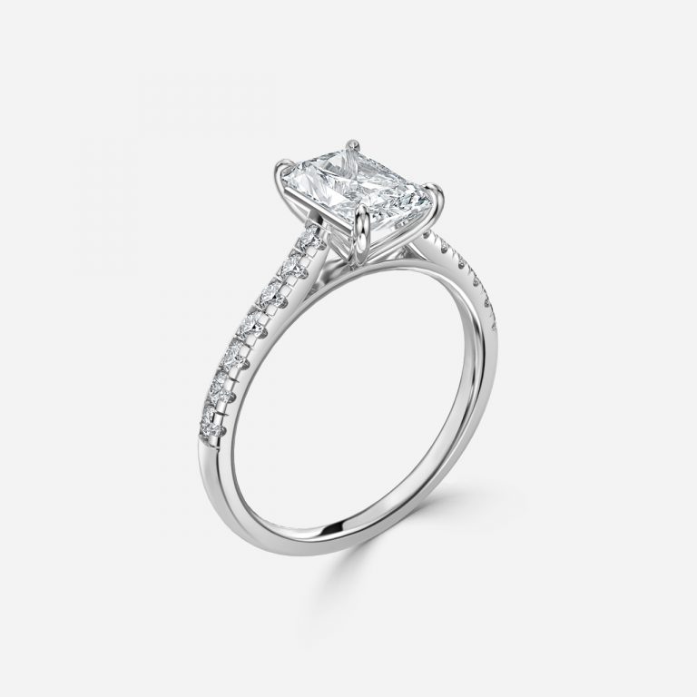 Radiant Diamond Band Engagement Ring