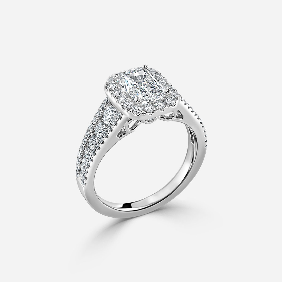 Radiant Halo Engagement Ring