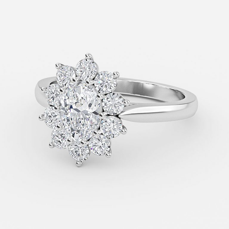 Oval Cluster Engagement Ring