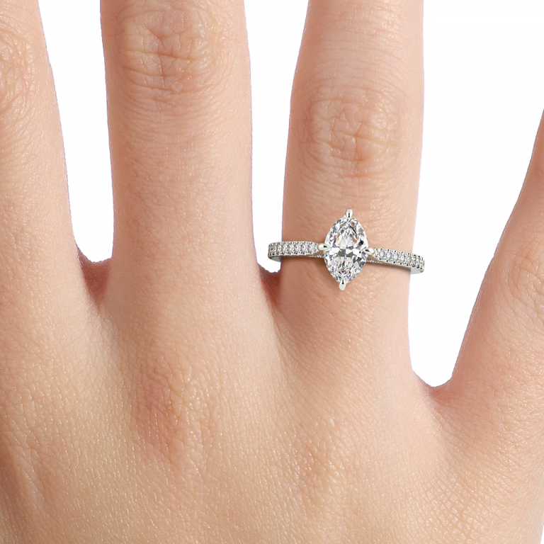 Marquise Hidden Halo Engagement Ring