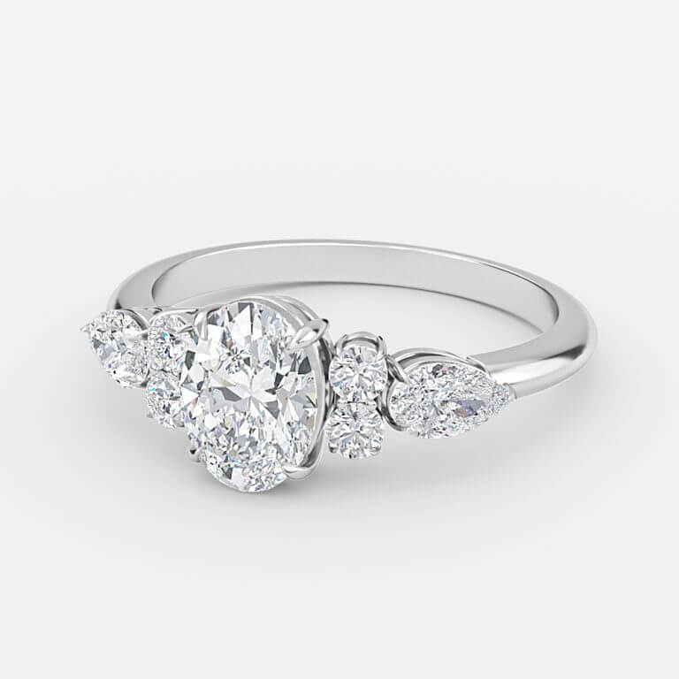 Oval Three Stone Engagement Ring