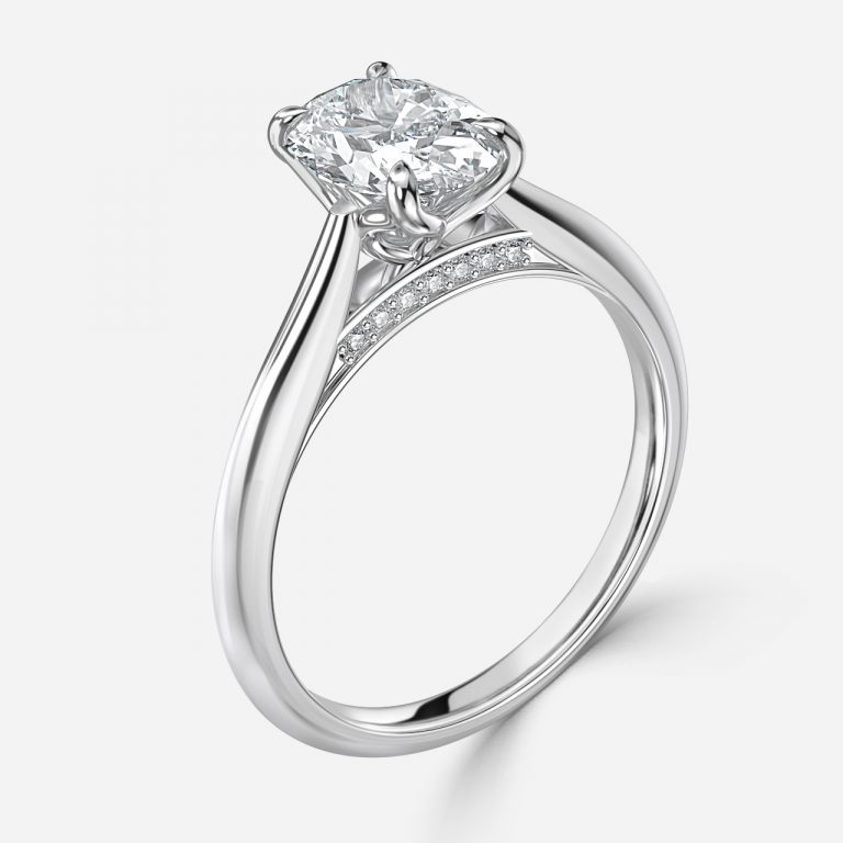 Oval Hidden Halo Engagement Ring