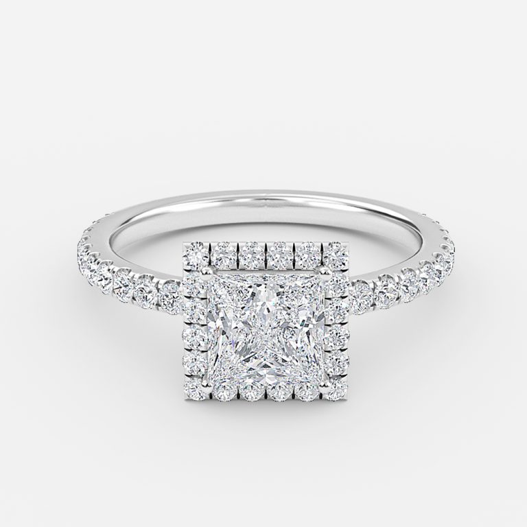 Princess Halo Engagement Ring