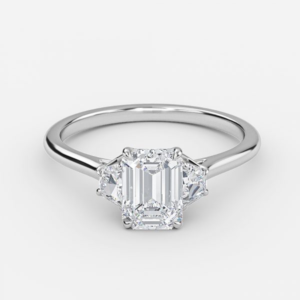 Emerald Three Stone Engagement Ring