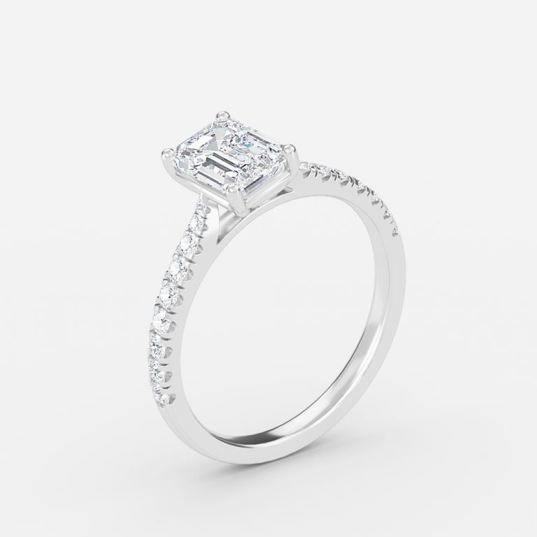 Emerald Diamond Band Engagement Ring