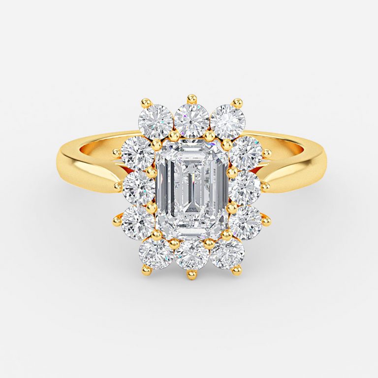 Emerald Cluster Engagement Ring