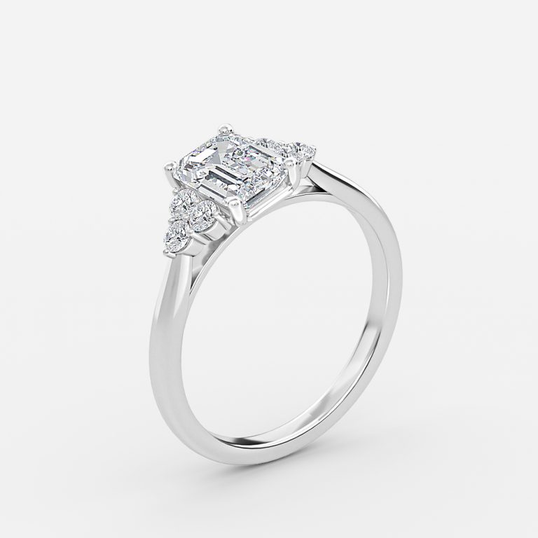 Emerald Cluster Engagement Ring
