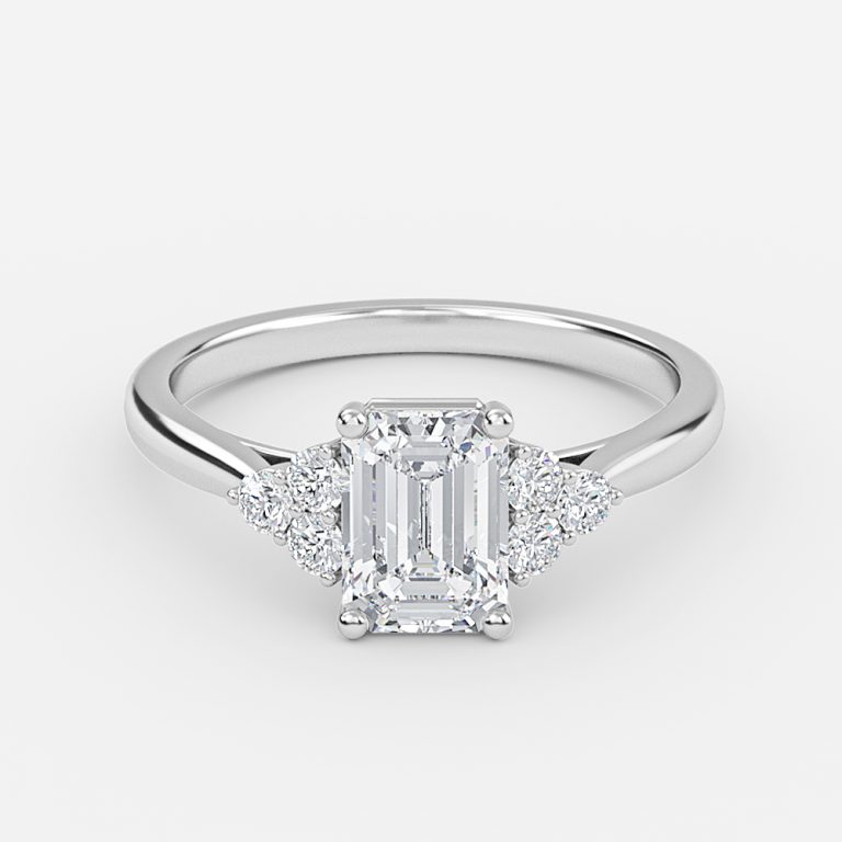 Emerald Cluster Engagement Ring
