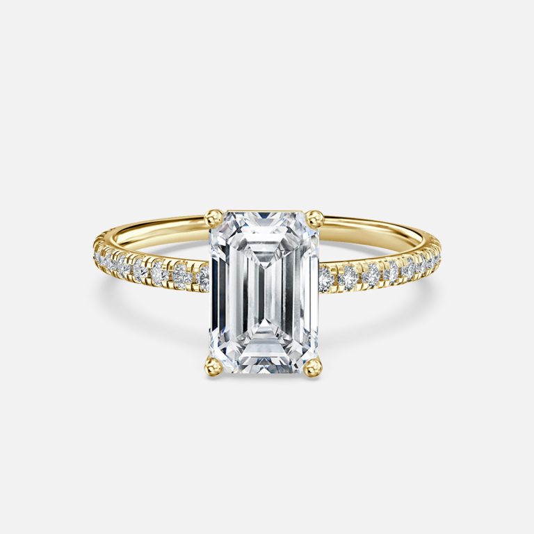 De La Luna Emerald Diamond Band Engagement Ring