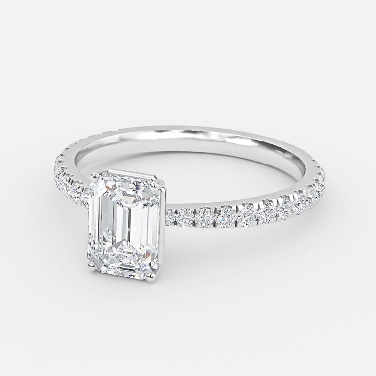 Emerald Diamond Band Engagement Ring
