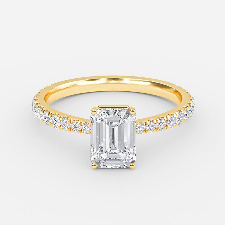 Emerald Diamond Band Engagement Ring