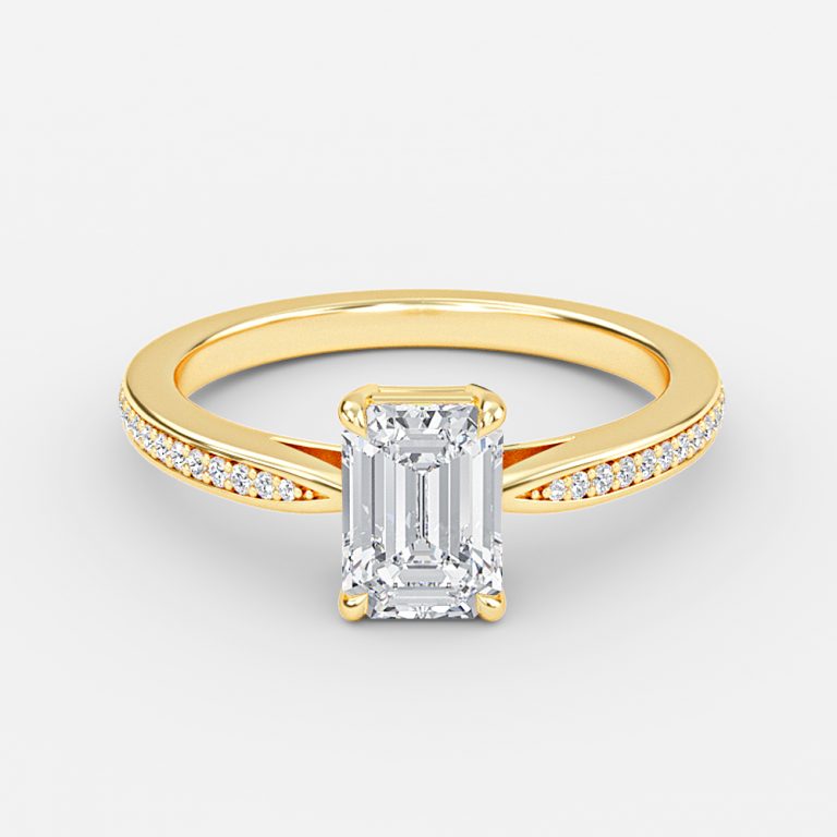 Emerald Diamond Band Engagement Ring