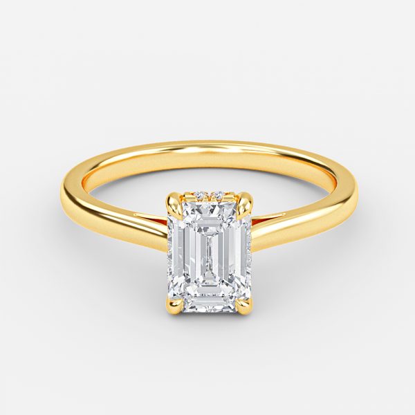 Emerald Hidden Halo Engagement Ring