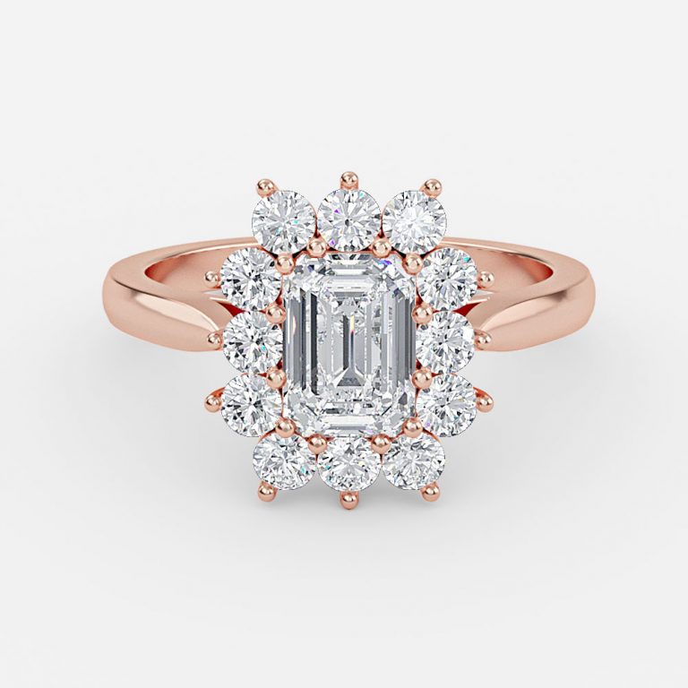 Emerald Cluster Engagement Ring