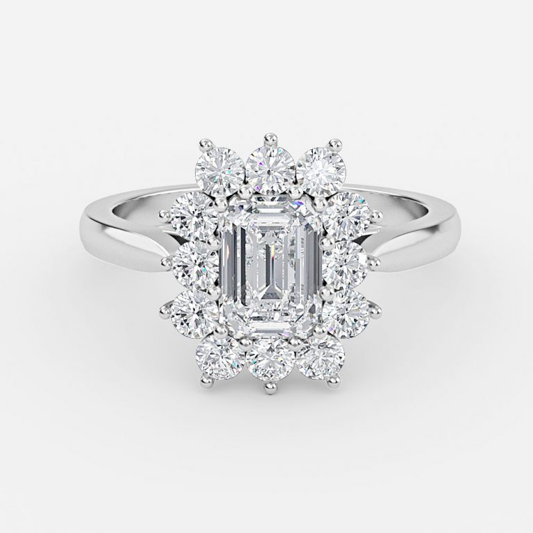 Emerald Cluster Engagement Ring
