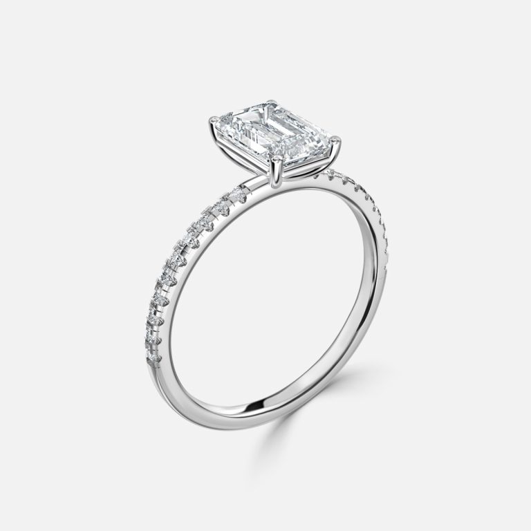Emerald Diamond Band Engagement Ring