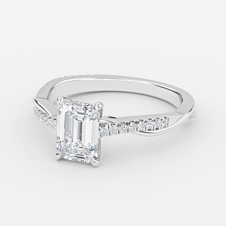 Emerald Diamond Band Engagement Ring