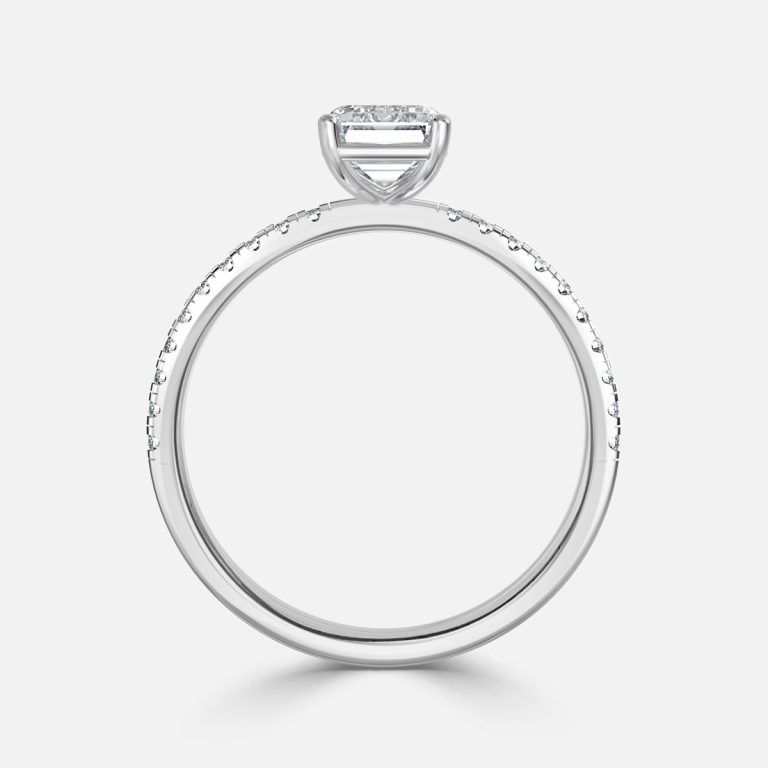 Emerald Diamond Band Engagement Ring