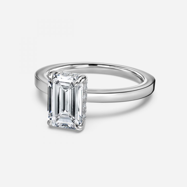 Emerald Hidden Halo Engagement Ring