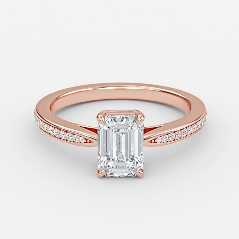 Emerald Diamond Band Engagement Ring