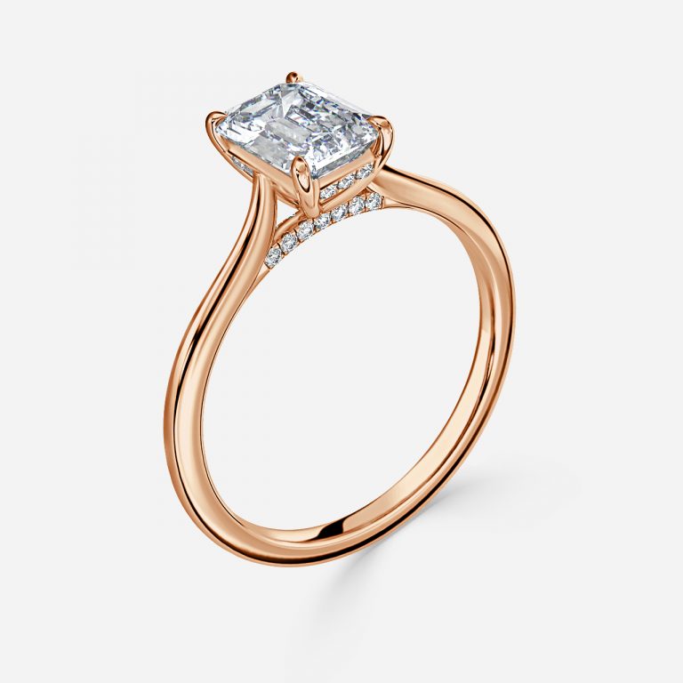 Emerald Hidden Halo Engagement Ring