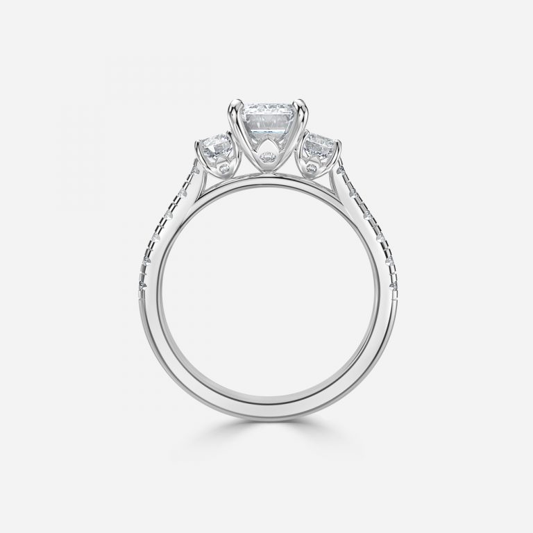 Emerald Three Stone Engagement Ring