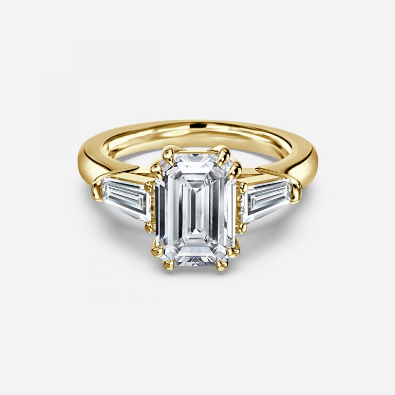 Emerald Three Stone Engagement Ring