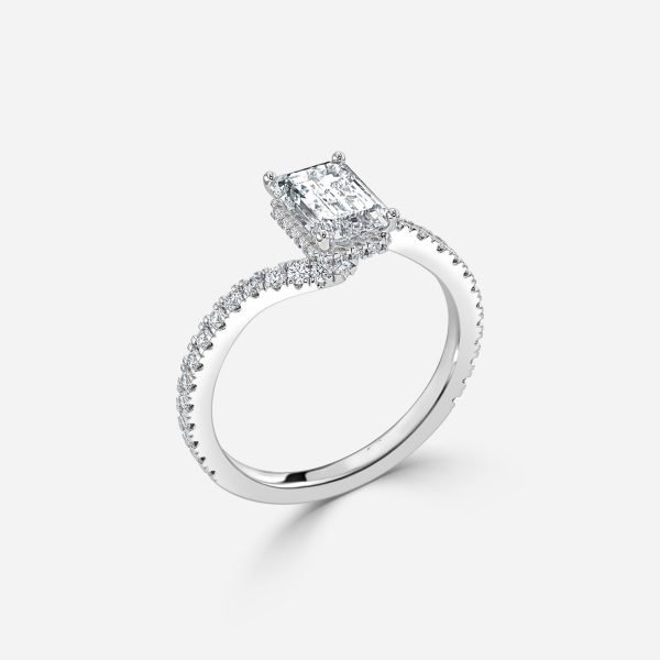 Emerald Hidden Halo Engagement Ring
