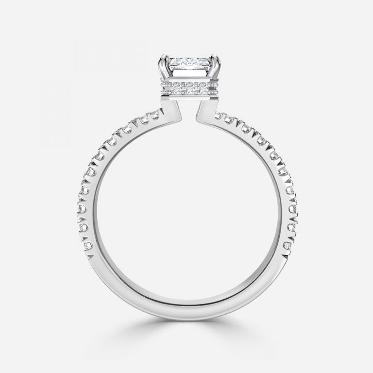 Emerald Hidden Halo Engagement Ring