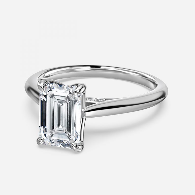 Emerald Hidden Halo Engagement Ring
