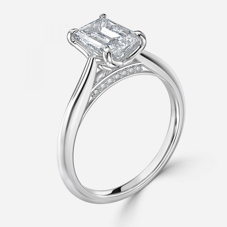 Emerald Hidden Halo Engagement Ring