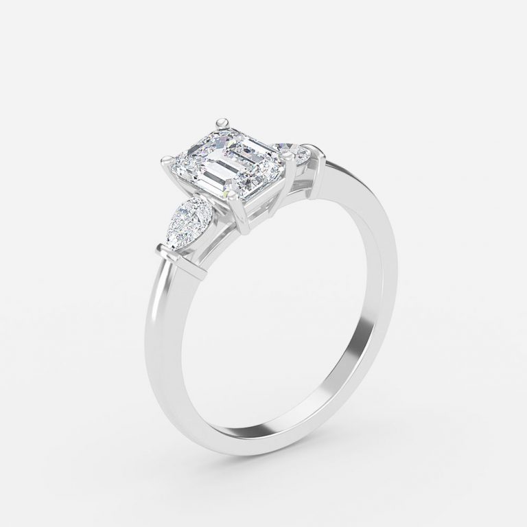 Emerald Three Stone Engagement Ring