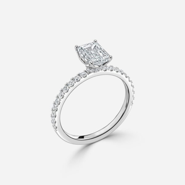 Emerald Hidden Halo Engagement Ring