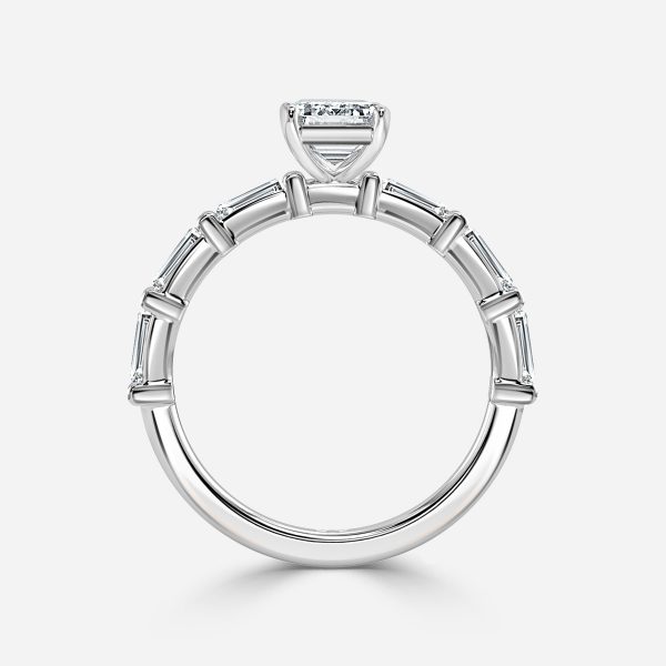 Emerald Diamond Band Engagement Ring
